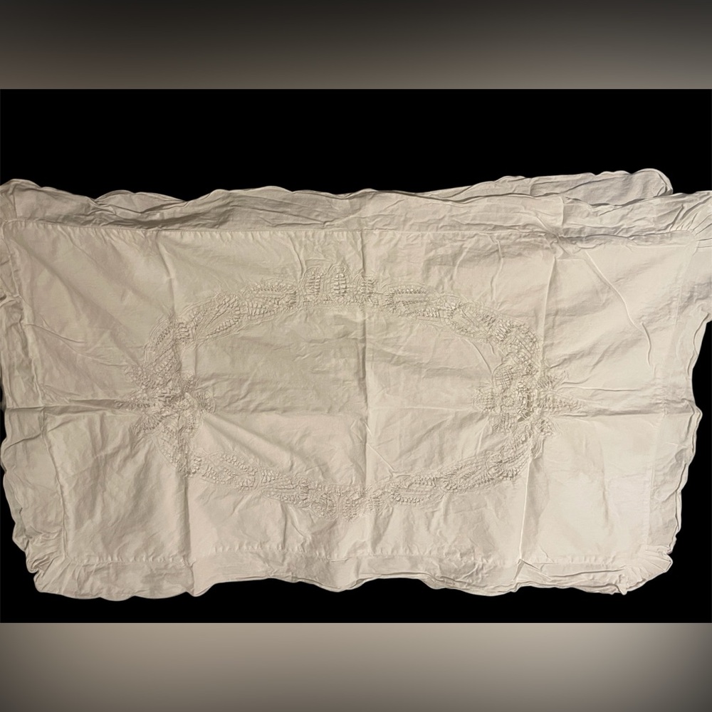 White Embroidered cotton king size pillow shams set of 2